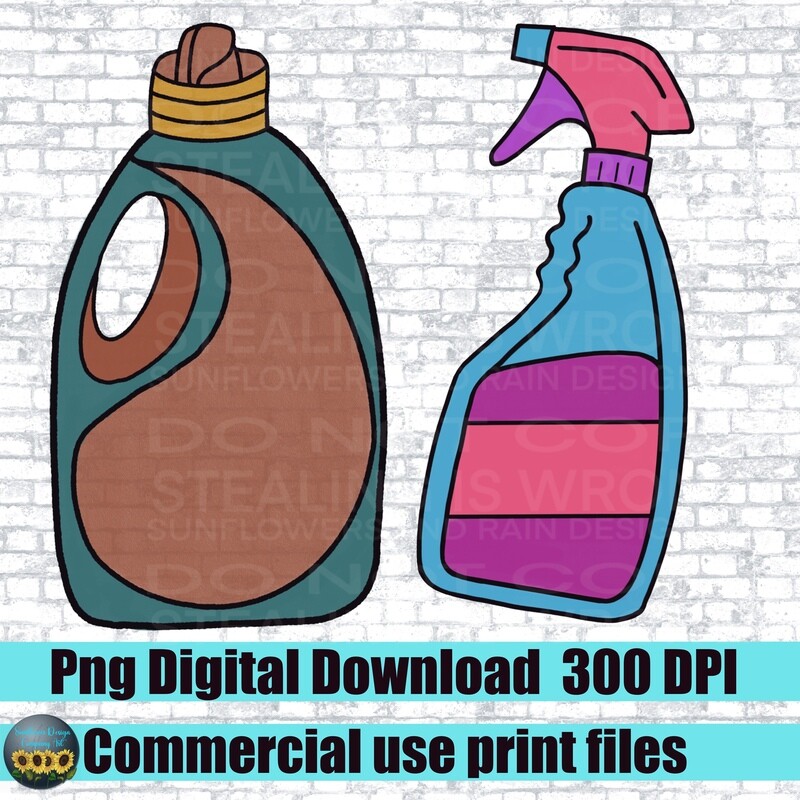 cleaning bottles Clipart  bundle  png file for sublimation T-shirts. Digital download. Instant download. Sublimation design