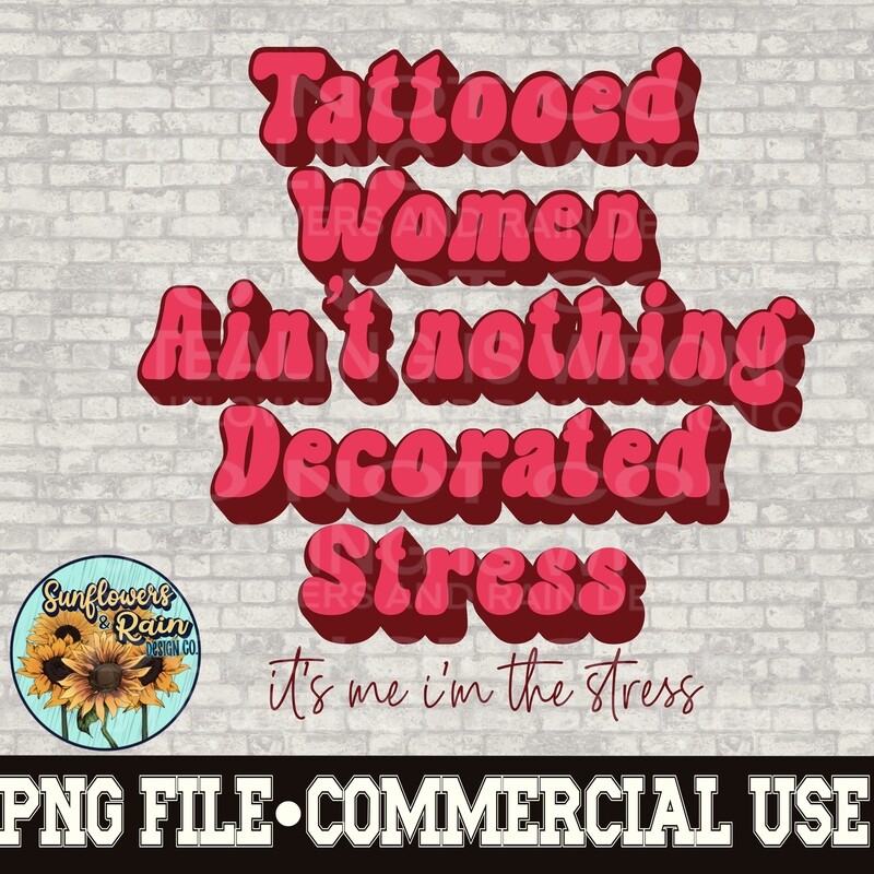 Tattooed women  PNG digital download, Sublimation design.