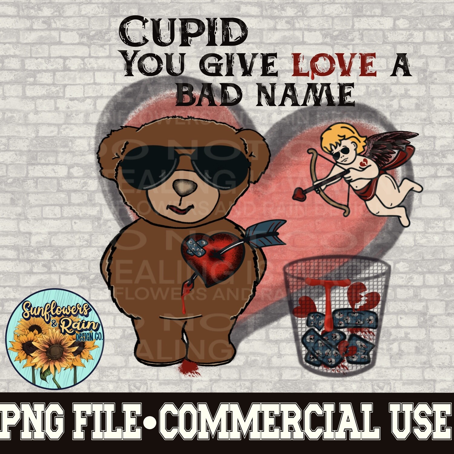 Cupid , you give love a bad name PNG digital download, Sublimation design.