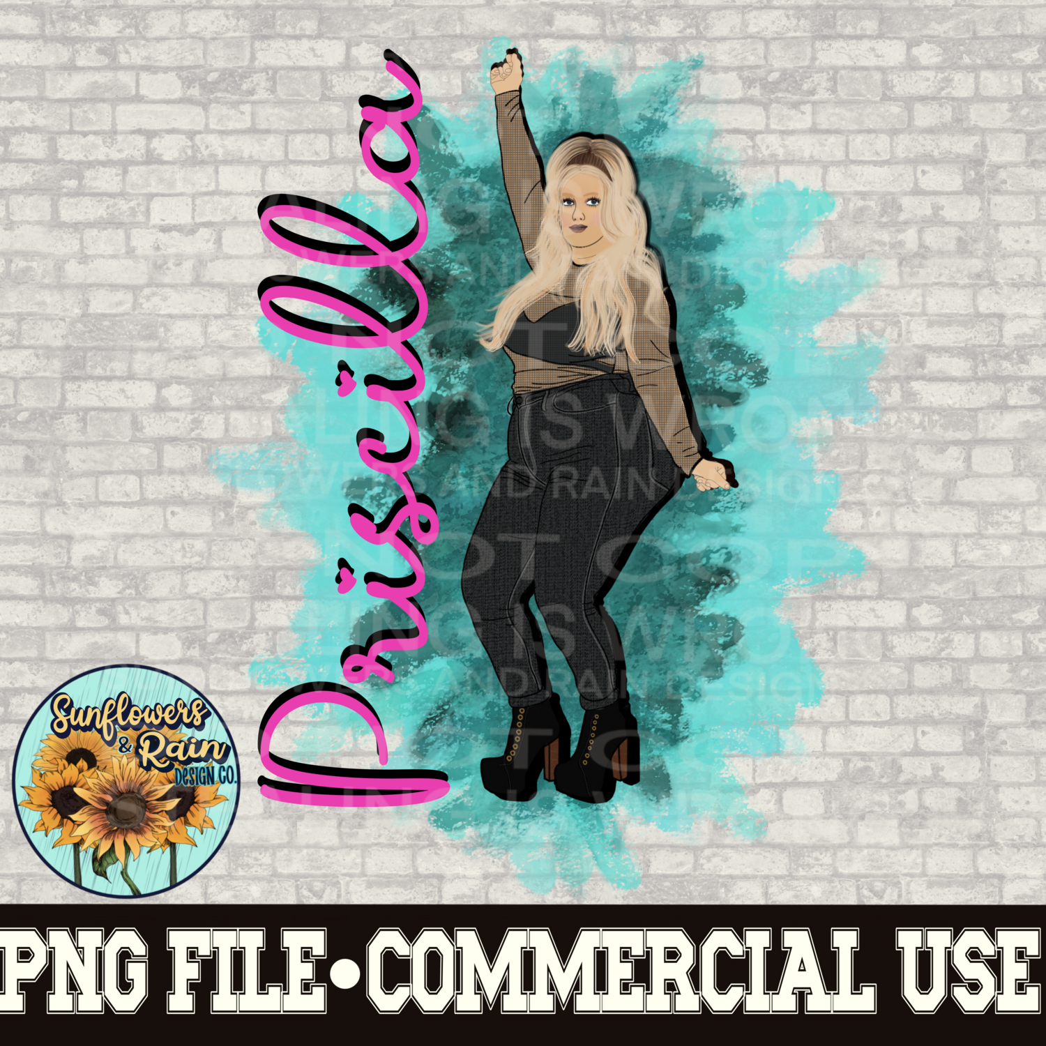Priscilla block   PNG digital download, Sublimation design.