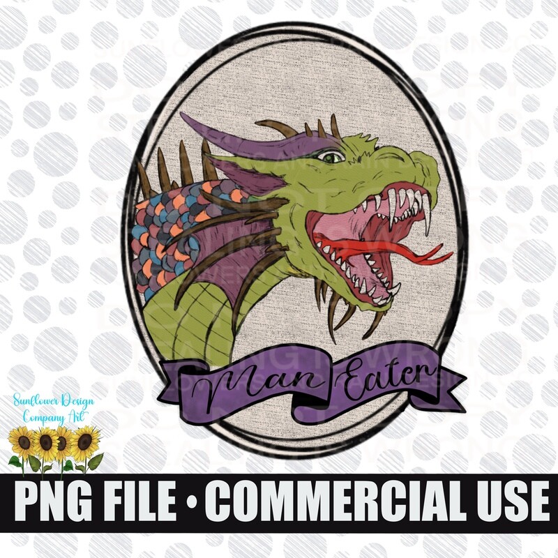 Dragon man eater png file  PNG digital download, Sublimation design.