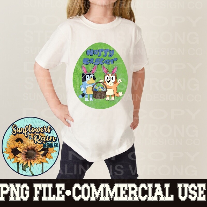 Bluey happy easter png files included  digital download, Sublimation design.