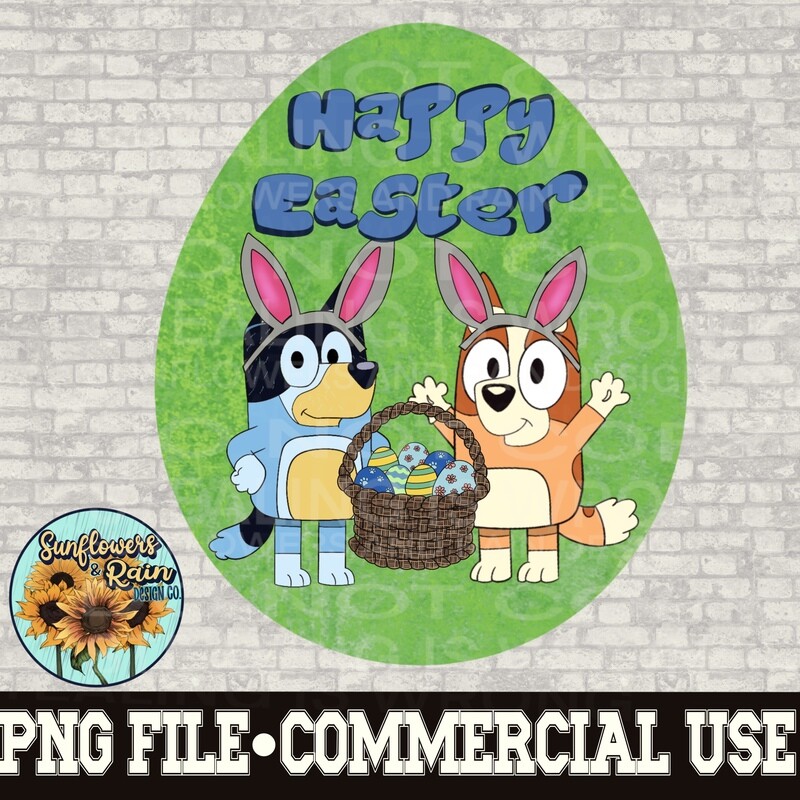 Bluey happy easter png files included  digital download, Sublimation design.