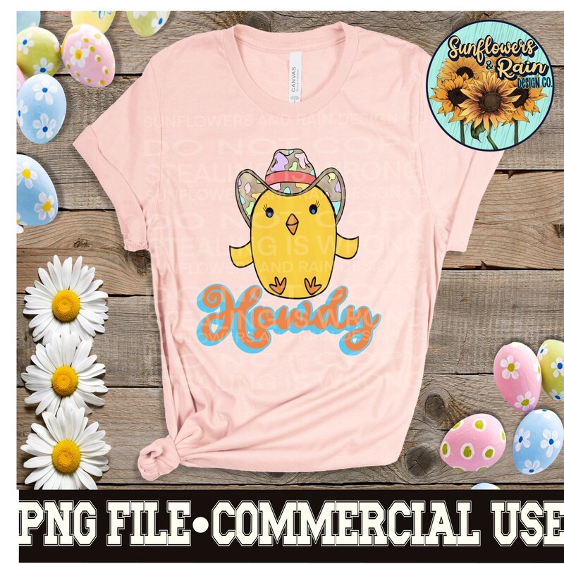 Howdy. Chick cowgirl western easter png files included  digital download, Sublimation design.
