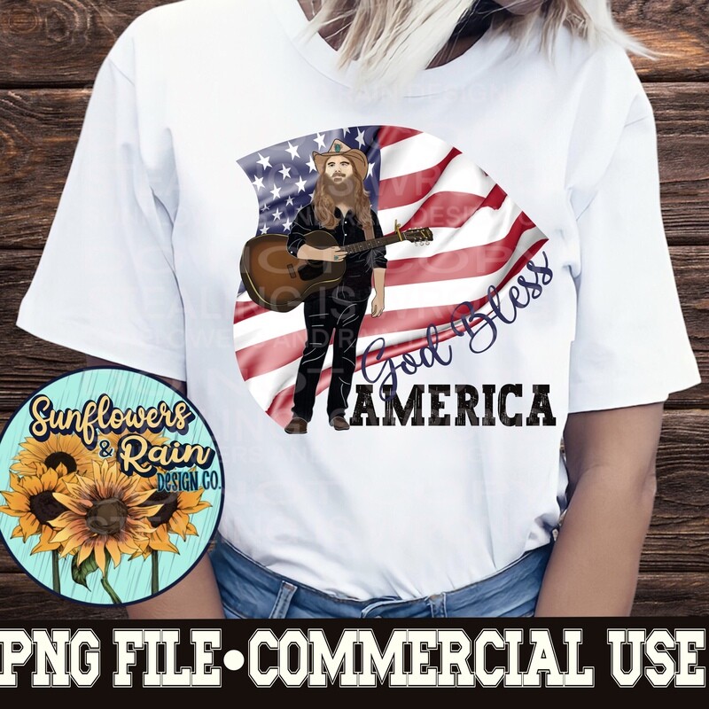 God Bless America Chris Stapleton Country Music  png file  included  digital download, Sublimation design.