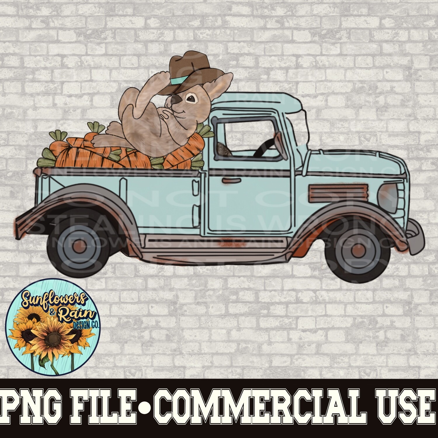 Cottagecore Rabbit on a vintage truck  png file  included  digital download, Sublimation design.