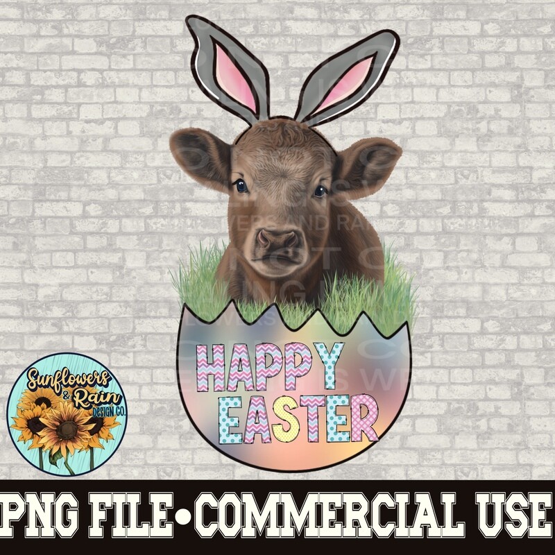 Cute cow Easter png file  included  digital download, Sublimation design.