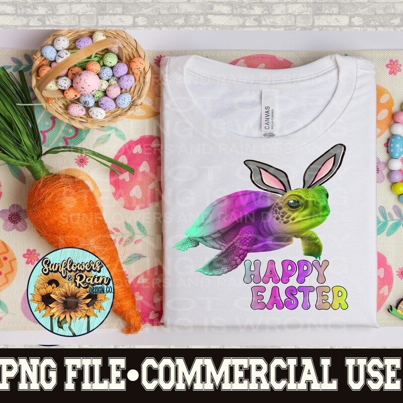 Happy Easter turtle png file  included  digital download, Sublimation design.