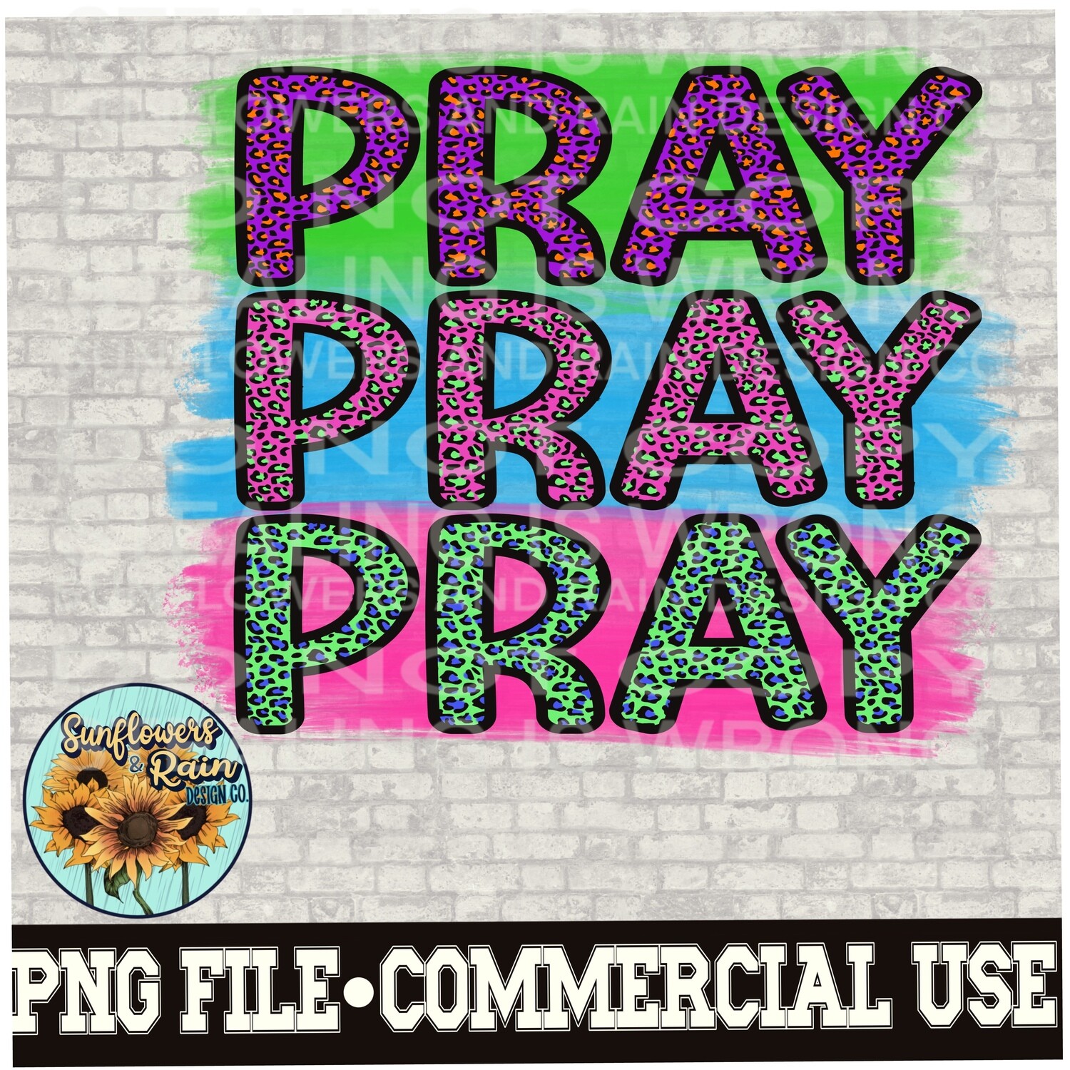 Lisa frank inspired PRAY PRAY PRAY png file  included  digital download, Sublimation design.