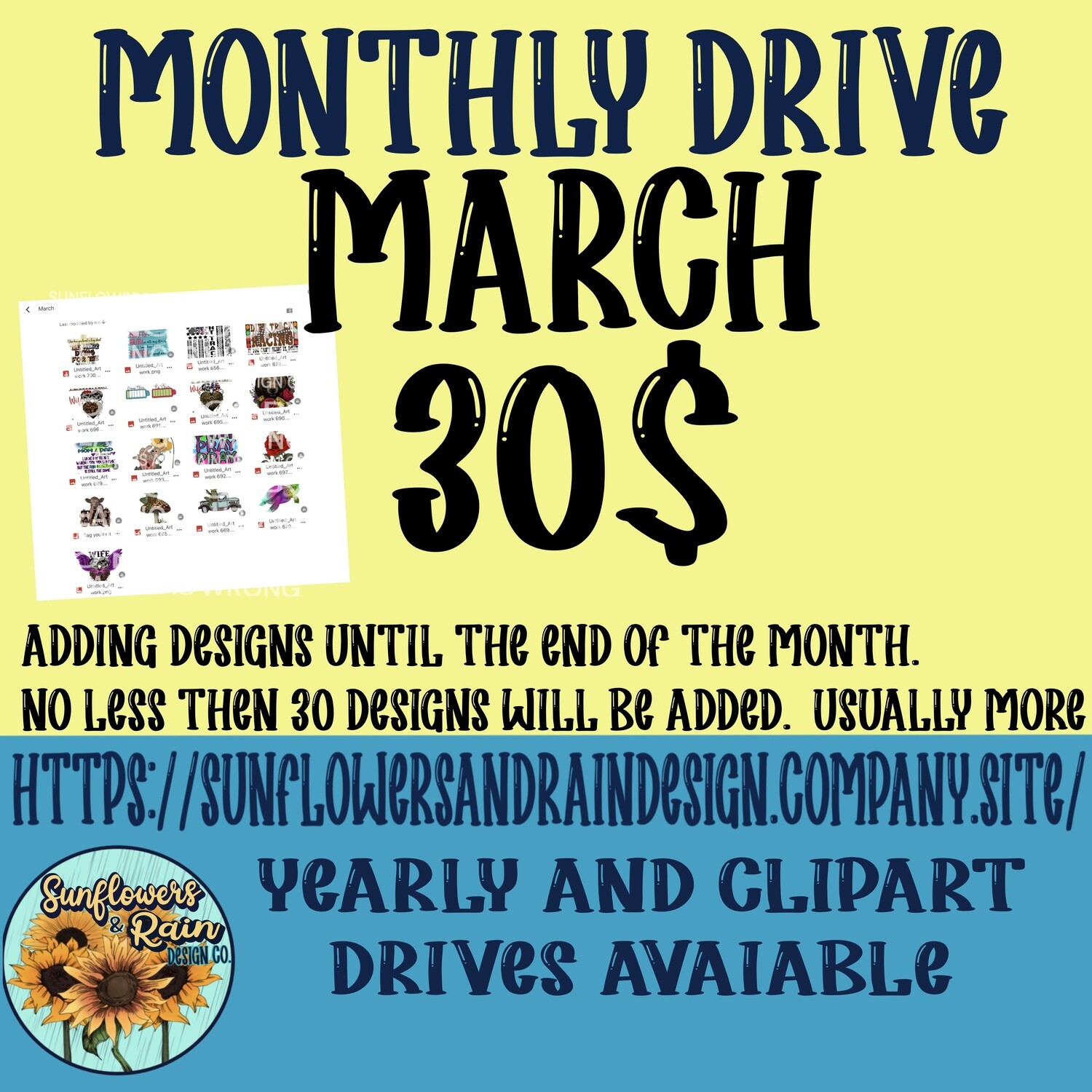 2023 February Google drive. 30 design minimum. Adding until the end of march
