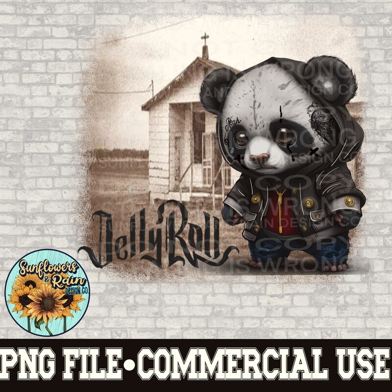 Jelly Roll Panda  png file  included  digital download, Sublimation design.