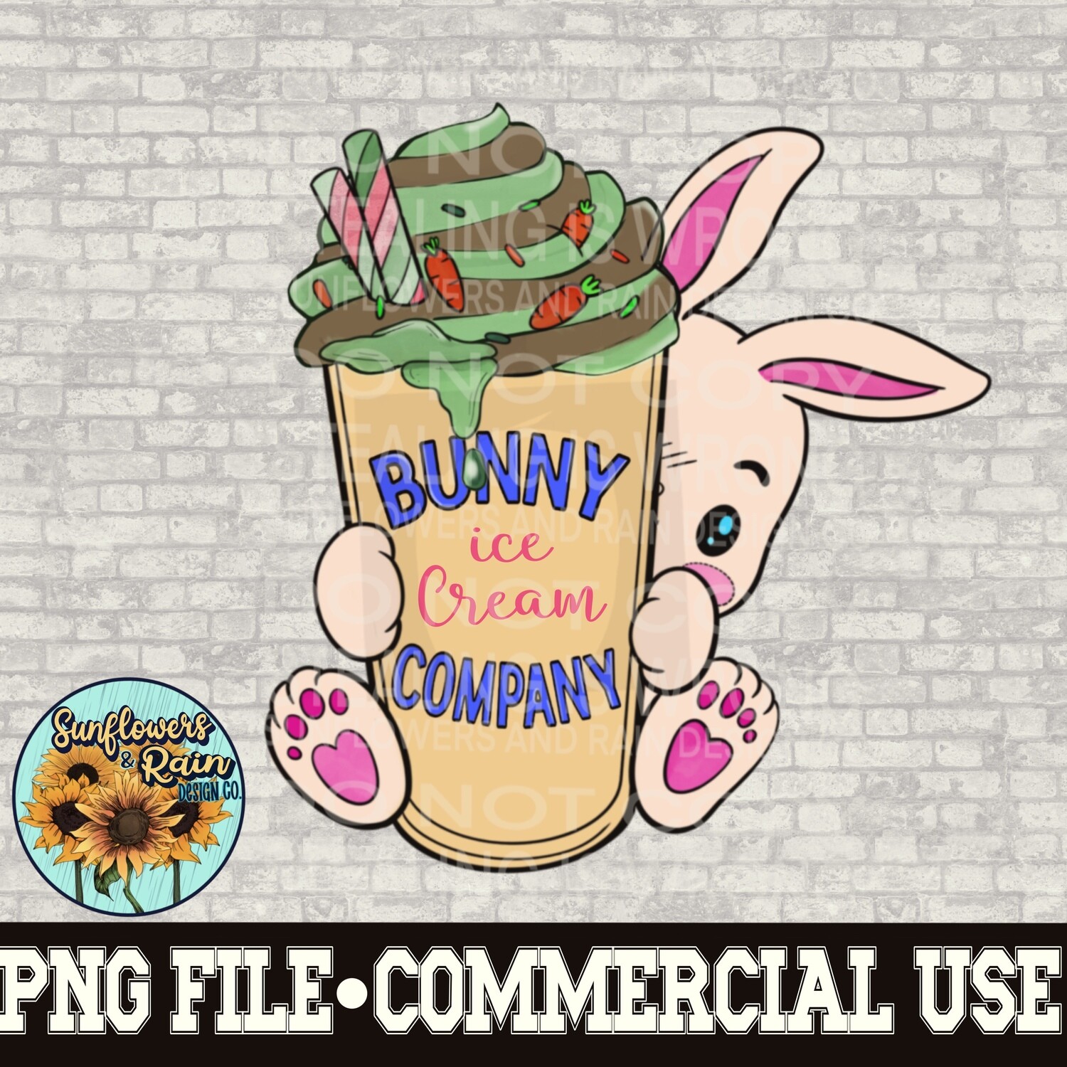 Easter bunny ice cream company   png file  PNG digital download, Sublimation design.