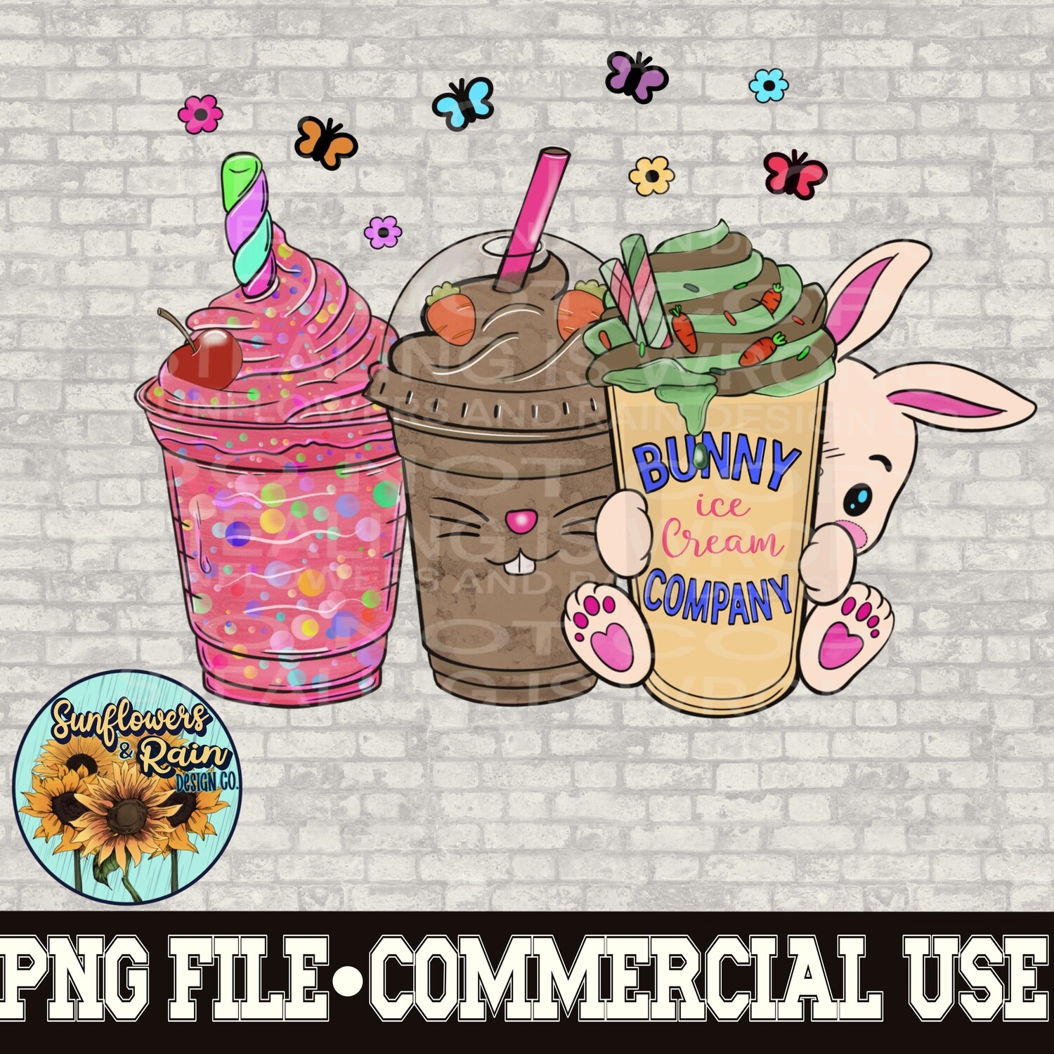 Easter bunny ice cream company   png file  PNG digital download, Sublimation design.
