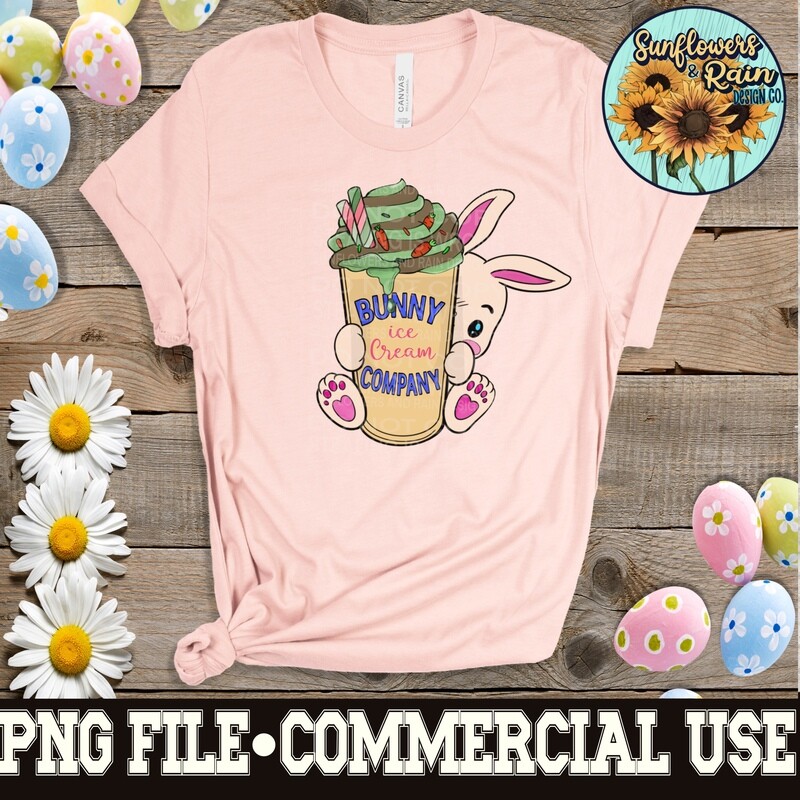 Easter bunny ice cream company   png file  PNG digital download, Sublimation design.