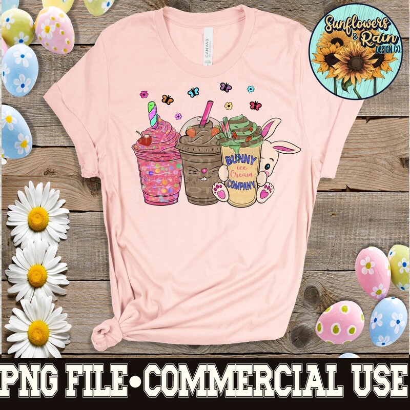 Easter bunny ice cream company   png file  PNG digital download, Sublimation design.