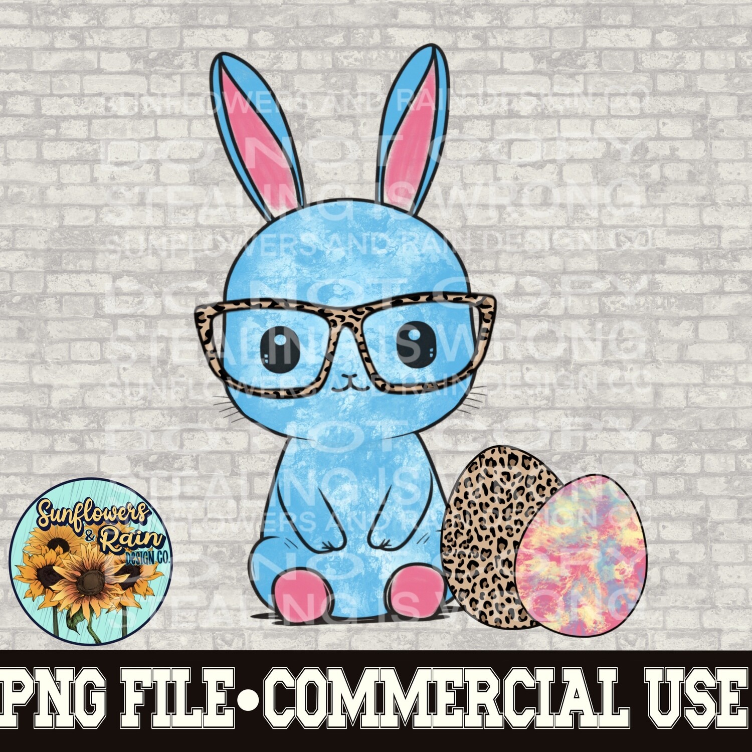 Cute bunny with leopard print sunglasses. Easter png png file  included  digital download, Sublimation design.