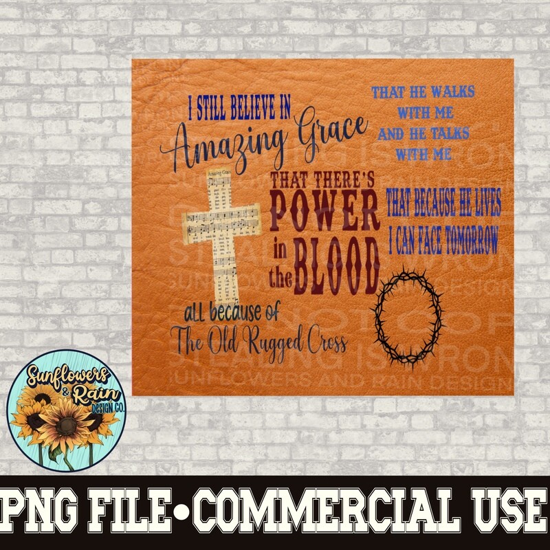 Faux leather hymnal,Christian music,amazing grace,power in the blood,old rugged cross.Png file sublimation Tumblers 20oz Digital download