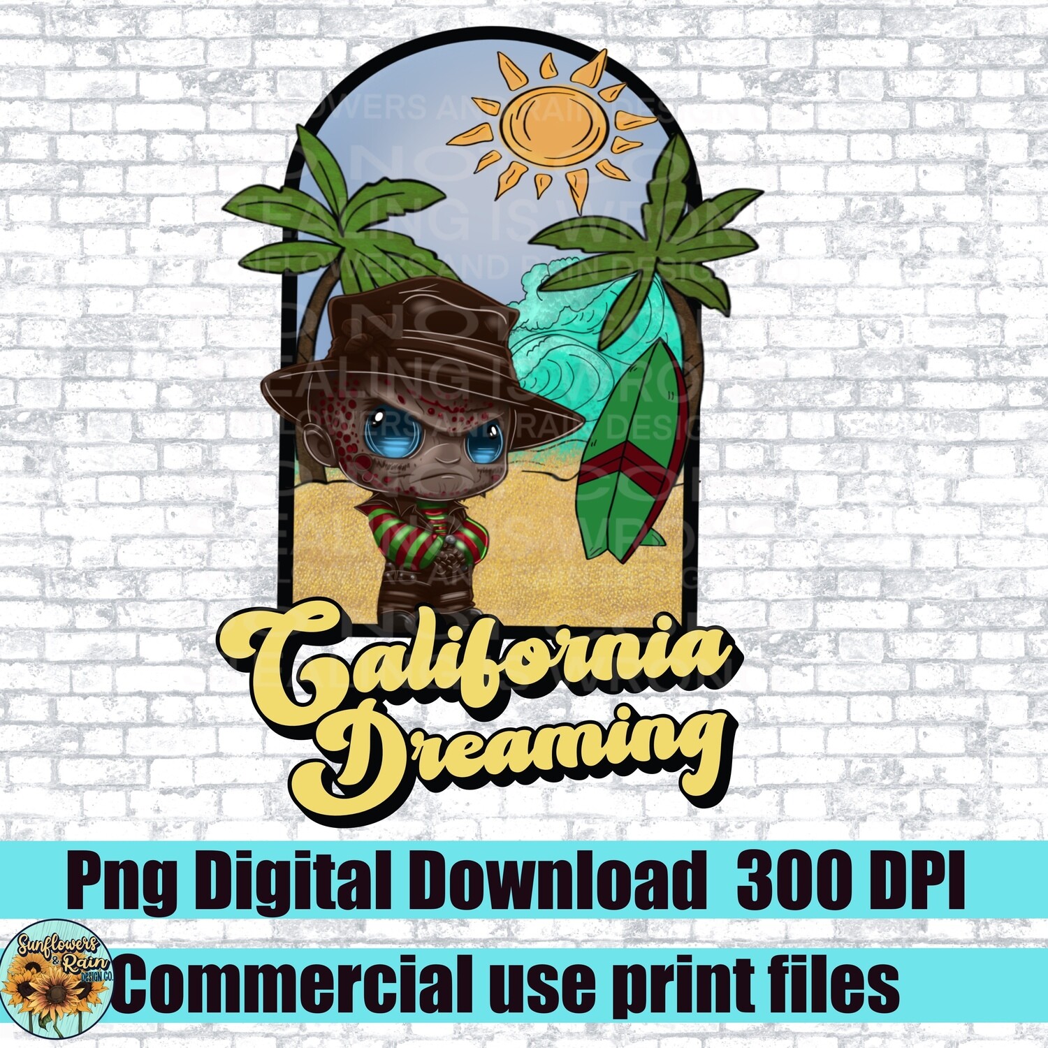 California Dreaming  horror   png files included  digital download, Sublimation design.
