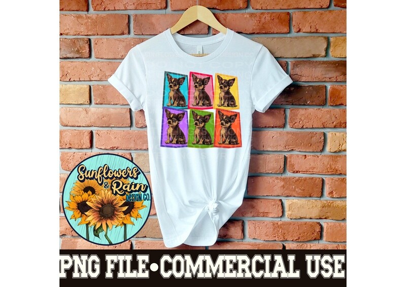 Chihuahua colorful png files included  digital download, Sublimation design.