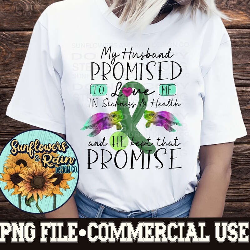 Green Ribbon awareness. Husbands promise. Png file for sublimation. Digital download