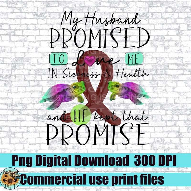 Dark Red Ribbon awareness. Husbands promise. Png file for sublimation. Digital download