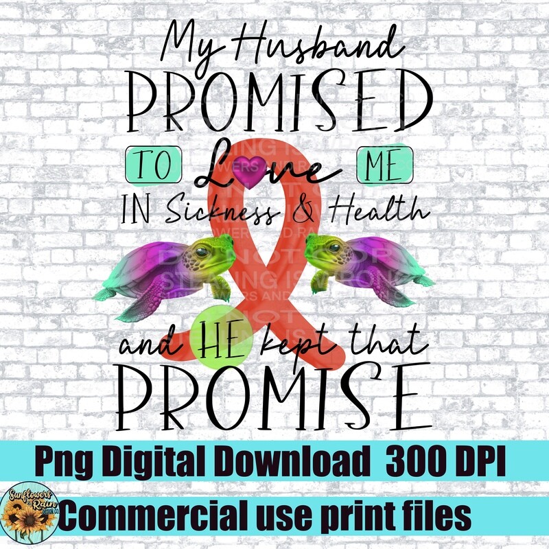 Orange  Ribbon awareness. Husbands promise. Png file for sublimation. Digital download