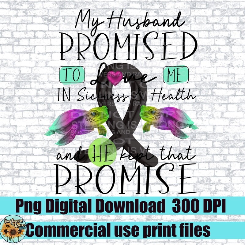Black Ribbon awareness. Husbands promise. Png file for sublimation. Digital download