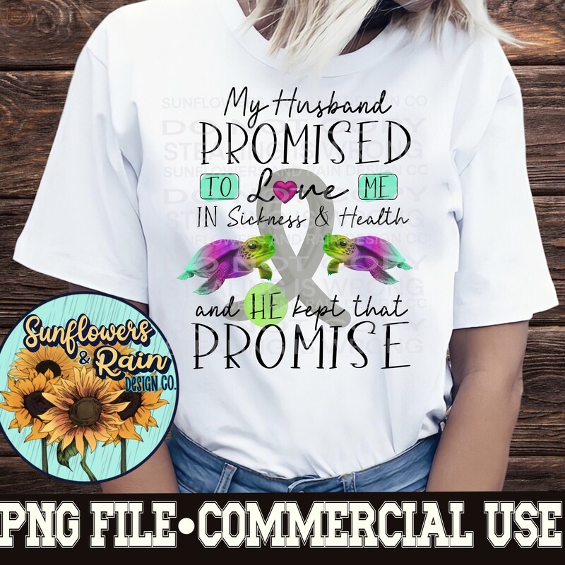 Grey Ribbon awareness. Husbands promise. Png file for sublimation. Digital download