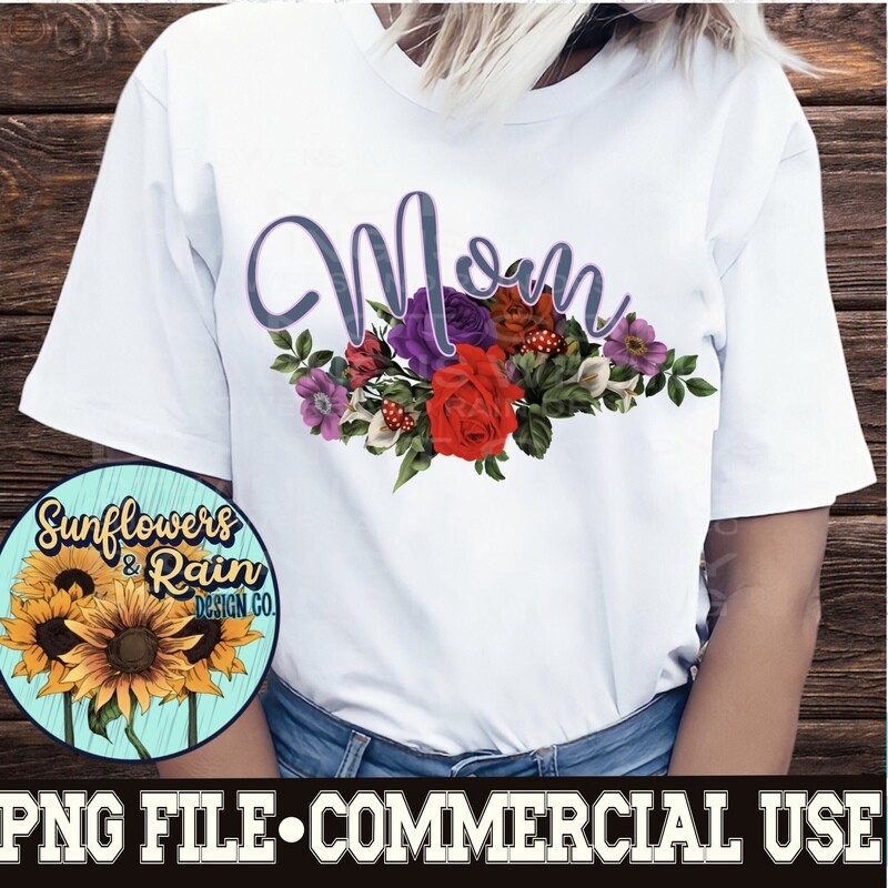 Mom with flowers  png file for sublimation or Dtf. Digital download only