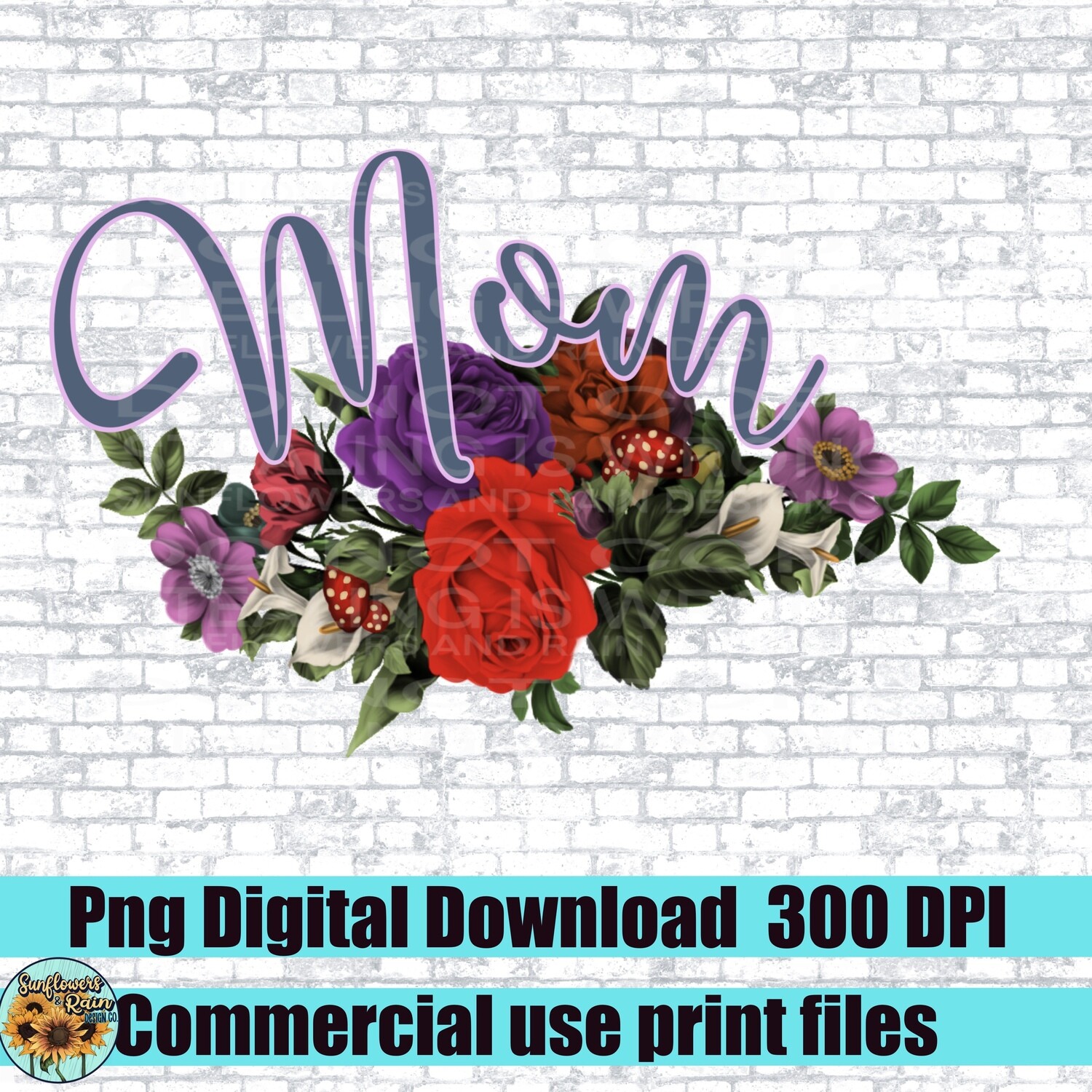 Mom with flowers  png file for sublimation or Dtf. Digital download only