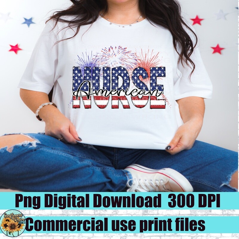 American Nurse png file for sublimation or Dtf. Digital download only
