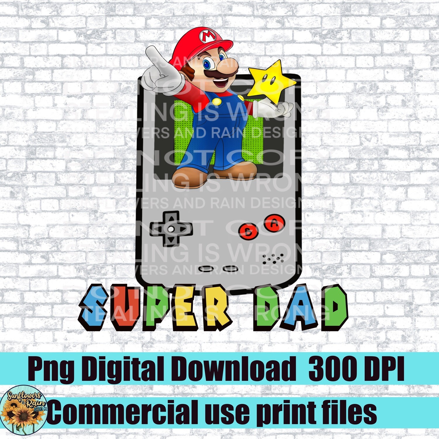 Super Dad Mario. png file for sublimation or Dtf. Digital download only
