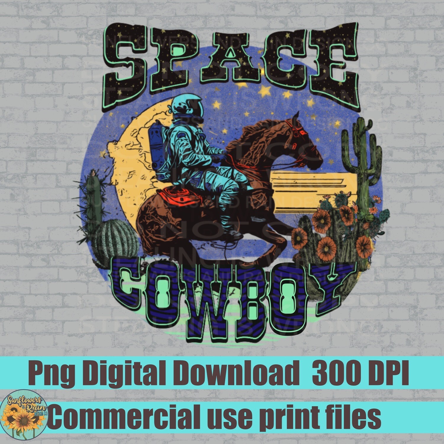 Space Cowboy png for sublimation or DTF.   Country and western  png file