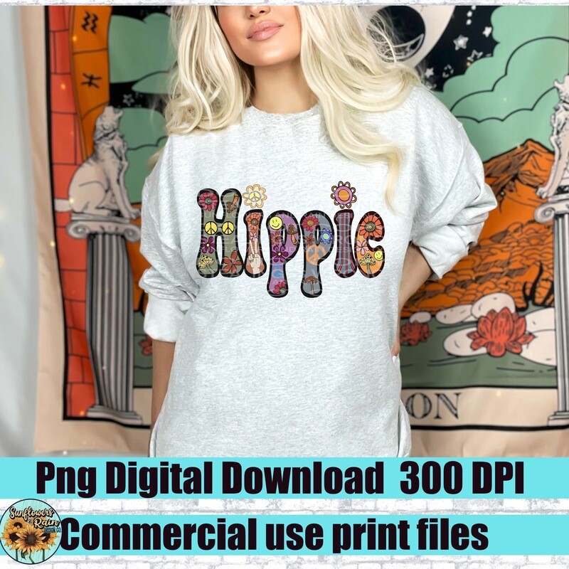 Hippie png file included  digital download, Sublimation design.