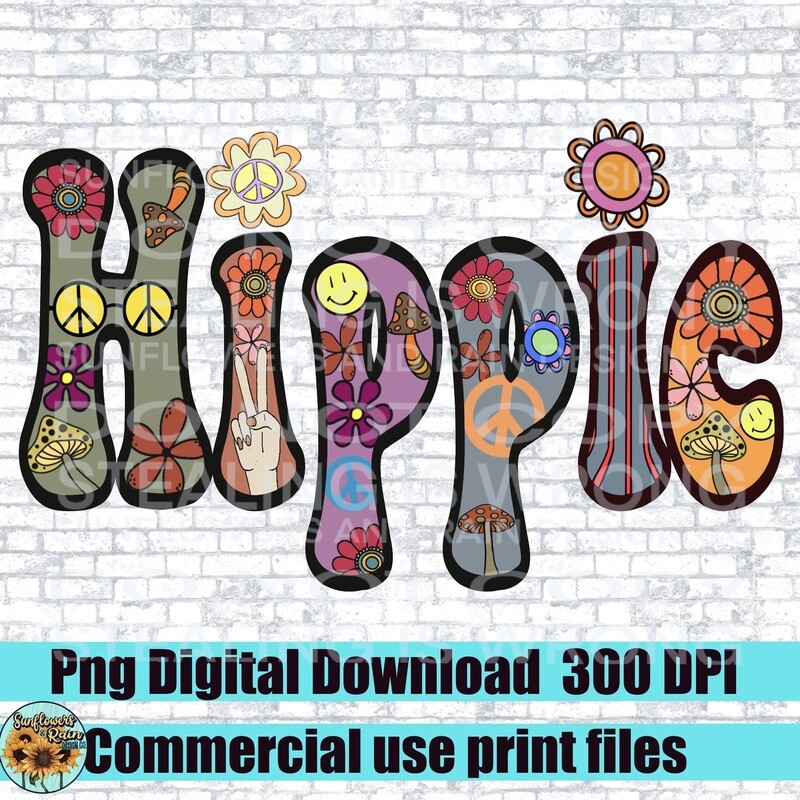 Hippie png file included  digital download, Sublimation design.