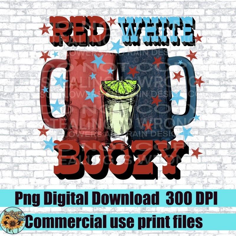 Red white and boozy png file included  digital download, Sublimation design.
