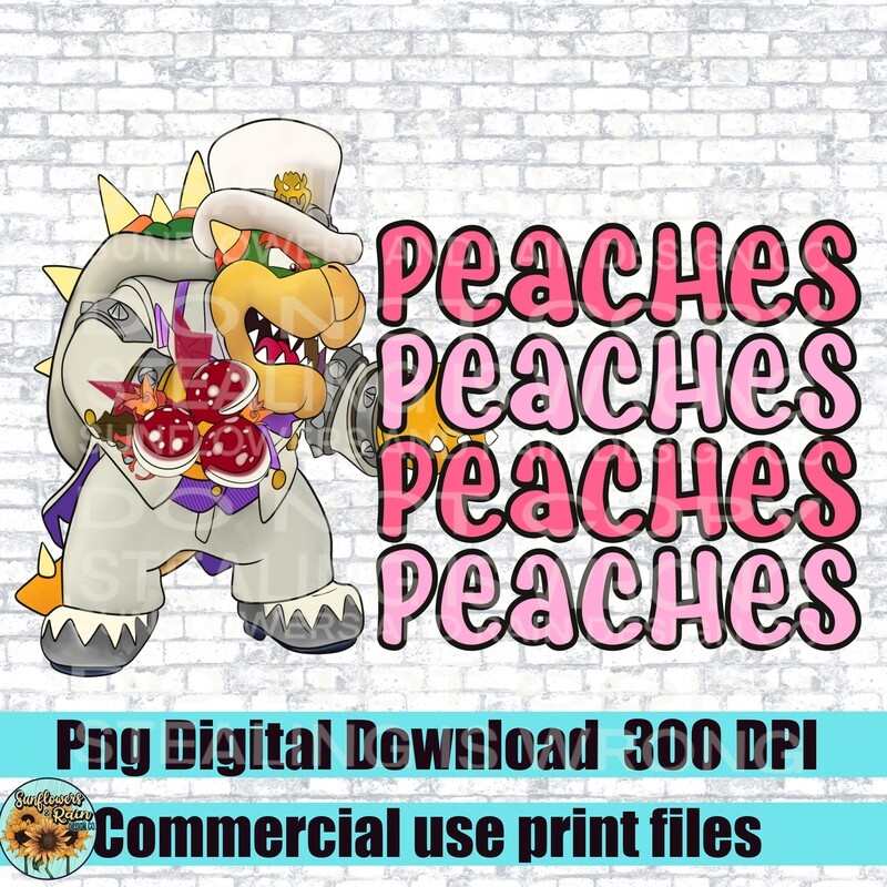 Peaches Bowser. Super Mario Bro png file for sublimation and dtf. Digital download
