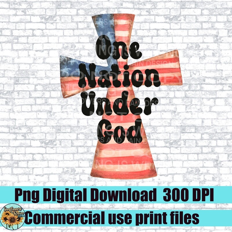 One nation under God png file for sublimation and dtf. Digital download