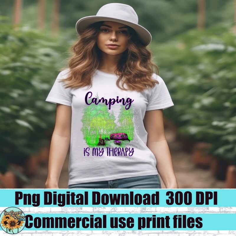 Neon camping is my therapy png file for sublimation and dtf. Digital download