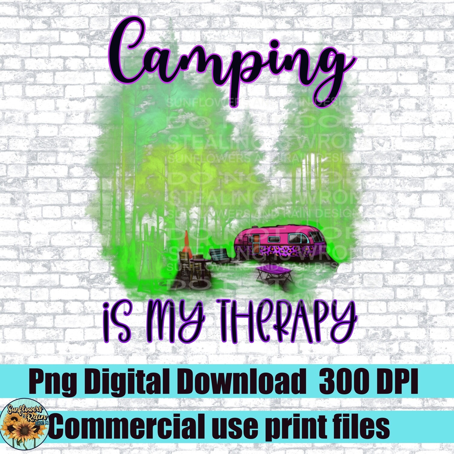 Neon camping is my therapy png file for sublimation and dtf. Digital download