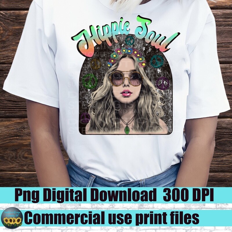 Hippie Soul . png file for sublimation and dtf. Digital download