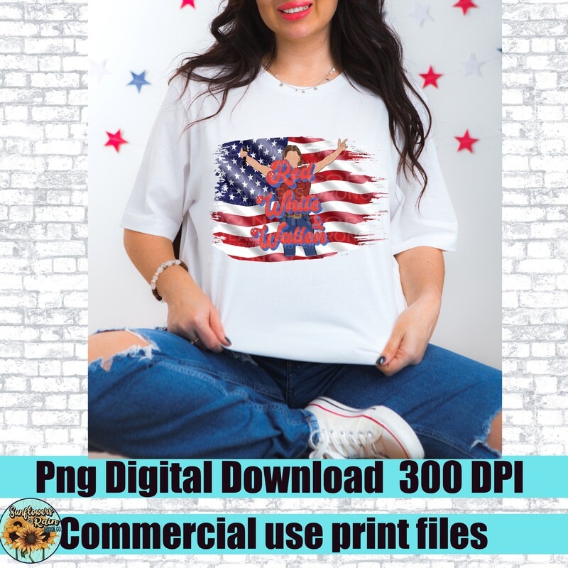 Red white and Wallen png file for sublimation and dtf. Digital download