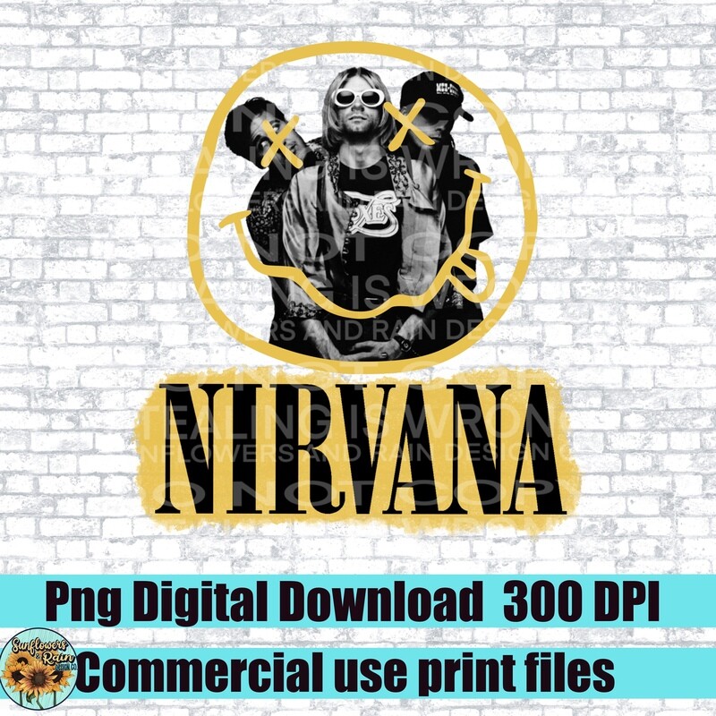 Nirvana  png file for sublimation and dtf. Digital download