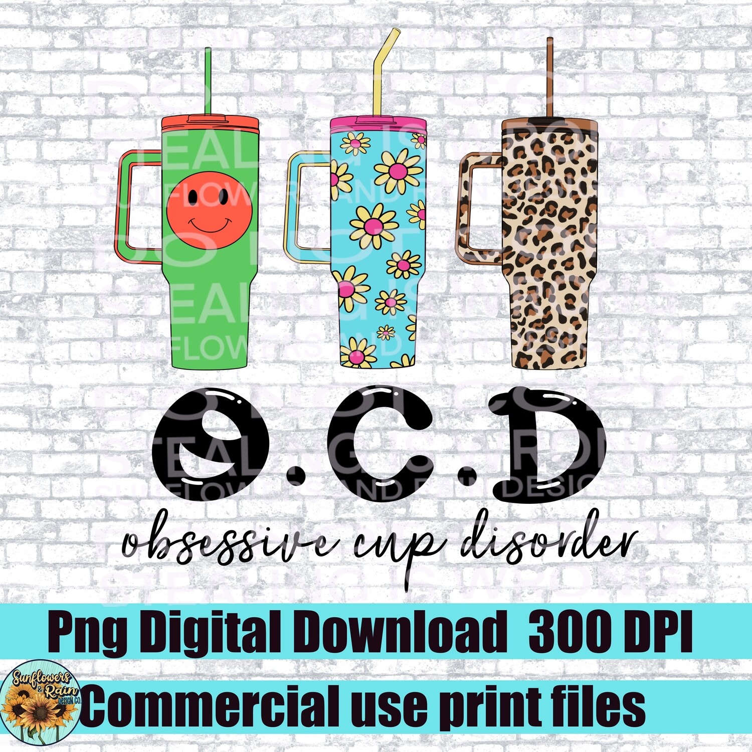 O.C.D   obsessive cup disorder  png file for sublimation and dtf. Digital download