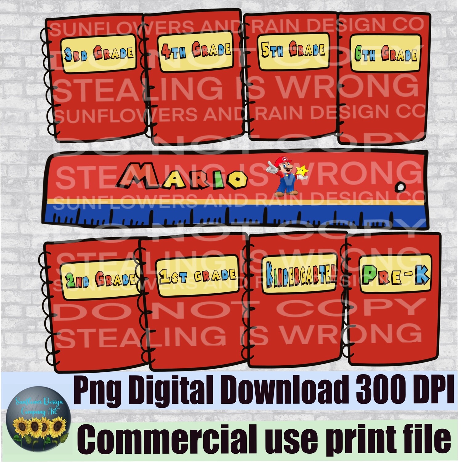 Mario  back to school clipart bundle. 11 files png file for sublimation and dtf. Digital download