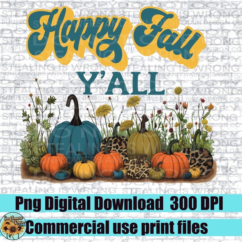 Happy fall y&#39;all png file for sublimation and dtf. Digital download