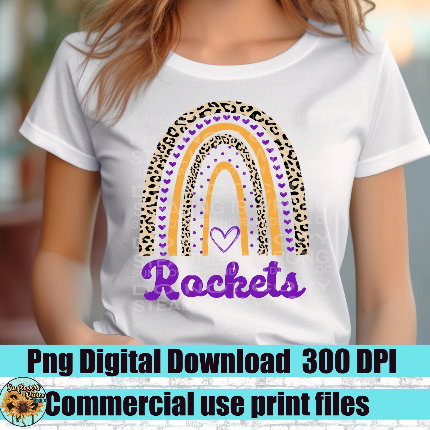 Rockets rainbow school design png file for sublimation and dtf. Digital download