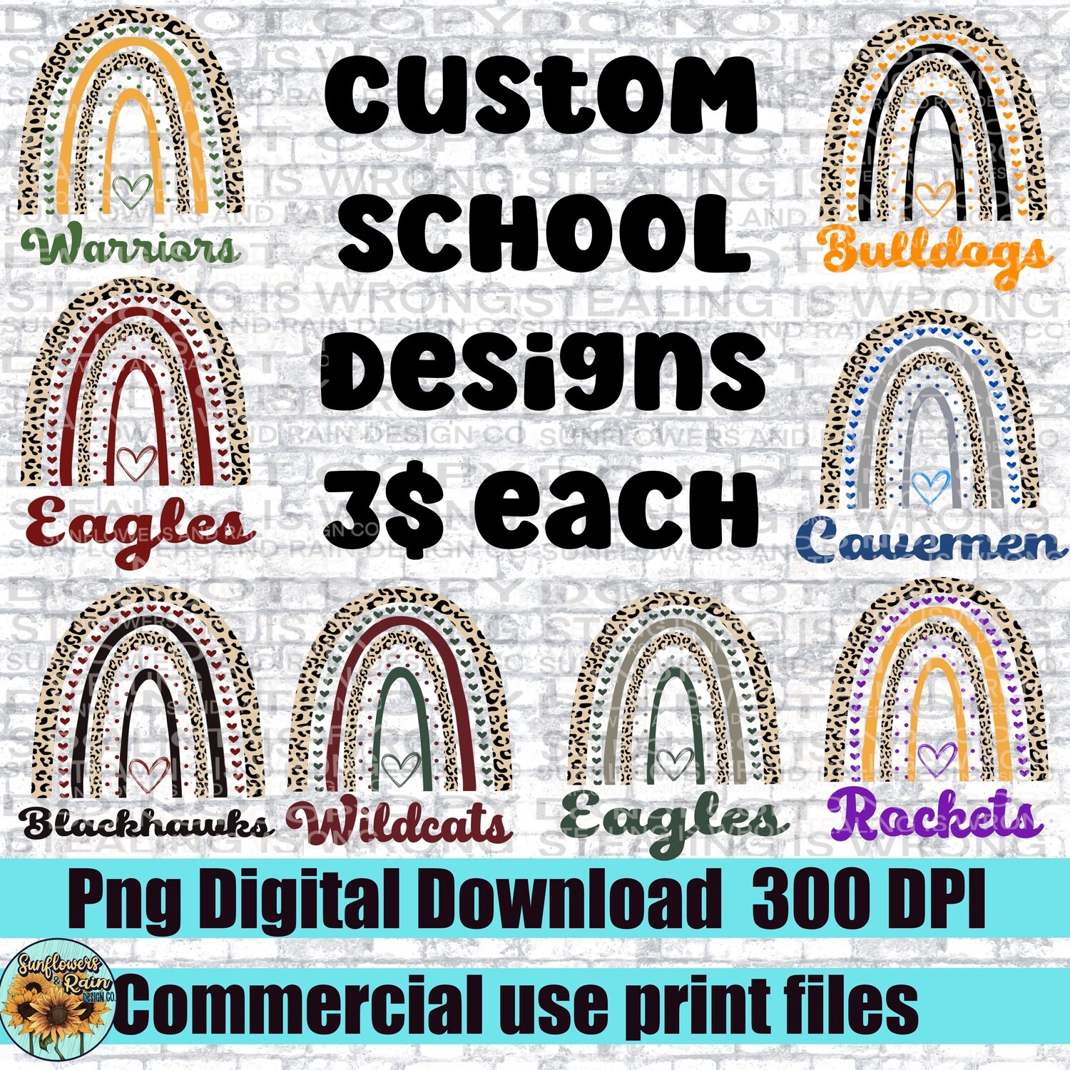 Custom rainbow school design png file for sublimation and dtf. Digital download