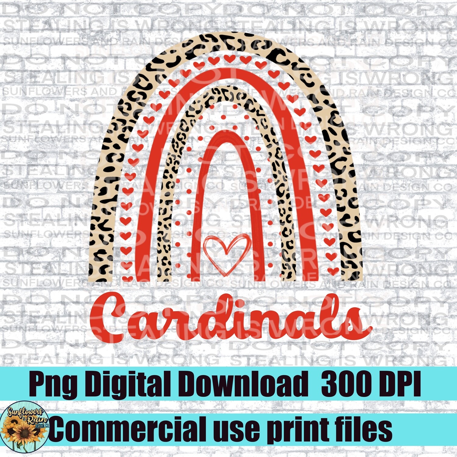 Cardinals rainbow school design png file for sublimation and dtf. Digital download