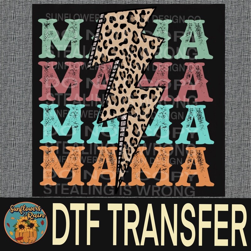 Mama lighting bolt  Dtf transfer.
